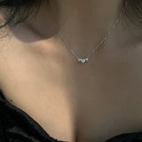 Dainty S925 Sterling Silver Three Hearts CZ Necklace Zircon Necklace, Fashion Women's Necklace AL1181