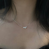 Dainty S925 Sterling Silver Three Hearts CZ Necklace Zircon Necklace, Fashion Women's Necklace AL1181