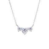 Dainty S925 Sterling Silver Three Hearts CZ Necklace Zircon Necklace, Fashion Women's Necklace AL1181