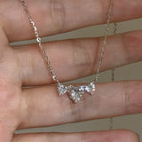 Dainty S925 Sterling Silver Three Hearts CZ Necklace Zircon Necklace, Fashion Women's Necklace AL1181