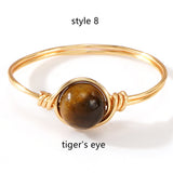 Gold Wire Wrapped Round Gemstone Ring, Handmade Natural Crystal Stone Ring, Boho Jewelry AL1193