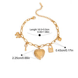 Gold Heart Photo Box Lockets Charms & Pearl CZ Star Bracelet, Stainless Steel Fashion Bracelet AL1197