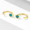 C Shape - Tiny Blue Howlite Turquoise s925 Sterling Silver Hoop Stud Earrings, Fashion Jewelry AL1204