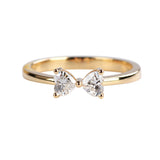 Dainty Cute Bow Zircon Ring, Heart Shape CZ Ring, S925 Sterling Silver Jewelry Butterfly Ring AL1206