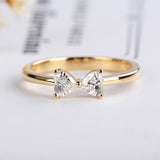 Dainty Cute Bow Zircon Ring, Heart Shape CZ Ring, S925 Sterling Silver Jewelry Butterfly Ring AL1206