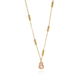 Pink Shell Small Gourd Pendant Necklace For Women, Titanium Steel Gold Bead Chain Calabash Necklace AL1220