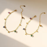 Natural Lapis Lazuli Amethyst Gold Beads Bracelets/Anklets, Titanium Steel Boho Fashion Summer Jewelry Bracelet AL1234