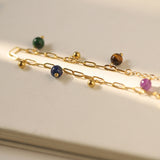 Natural Lapis Lazuli Amethyst Gold Beads Bracelets/Anklets, Titanium Steel Boho Fashion Summer Jewelry Bracelet AL1234