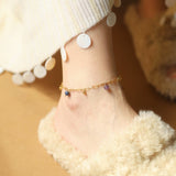 Natural Lapis Lazuli Amethyst Gold Beads Bracelets/Anklets, Titanium Steel Boho Fashion Summer Jewelry Bracelet AL1234