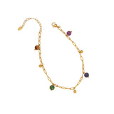 Natural Lapis Lazuli Amethyst Gold Beads Bracelets/Anklets, Titanium Steel Boho Fashion Summer Jewelry Bracelet AL1234