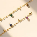 Natural Lapis Lazuli Amethyst Gold Beads Bracelets/Anklets, Titanium Steel Boho Fashion Summer Jewelry Bracelet AL1234