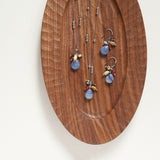 Natural Blue Sodalite Drop & Fruit Red Chalcedony Earrings / Necklace, Titanium Stainless Steel Boho Jewelry AL1235