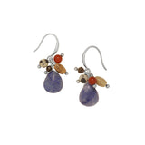 Natural Blue Sodalite Drop & Fruit Red Chalcedony Earrings / Necklace, Titanium Stainless Steel Boho Jewelry AL1235