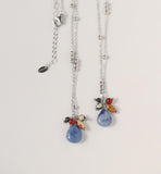 Natural Blue Sodalite Drop & Fruit Red Chalcedony Earrings / Necklace, Titanium Stainless Steel Boho Jewelry AL1235