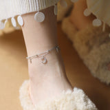 Dainty Double Layer Star & CZ Moon Anklet, Gold Plated Titanium Steel, Bohemian Summer Jewelry For Women AL1237