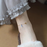 Rainbow Tassel Gold Heart Bracelet & Anklet, Titanium Steel Chain, Simple Heart Summer Jewellery Necklace AL1241