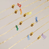 Rainbow Tassel Gold Heart Bracelet & Anklet, Titanium Steel Chain, Simple Heart Summer Jewellery Necklace AL1241