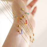 Rainbow Tassel Gold Heart Bracelet & Anklet, Titanium Steel Chain, Simple Heart Summer Jewellery Necklace AL1241