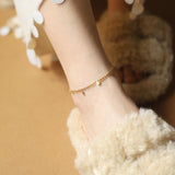 Titanium Steel Gold Plated Coin Slice Chain Bracelet & Ankle, Double Layers, Metal Discs & Sequins, Fashion Summer Jewelry AL1243