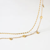 Titanium Steel Gold Plated Coin Slice Chain Bracelet & Ankle, Double Layers, Metal Discs & Sequins, Fashion Summer Jewelry AL1243