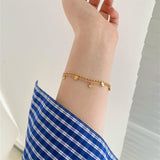 Titanium Steel Gold Plated Coin Slice Chain Bracelet & Ankle, Double Layers, Metal Discs & Sequins, Fashion Summer Jewelry AL1243