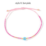Skinny Rainbow Evil Eye & Miyuki Beaded Bracelet Friendship Bracelet, Adjustable, Hadmade Bohemian Jewelry AL1245
