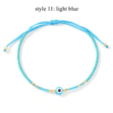 Skinny Rainbow Evil Eye & Miyuki Beaded Bracelet Friendship Bracelet, Adjustable, Hadmade Bohemian Jewelry AL1245