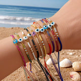 Skinny Rainbow Evil Eye & Miyuki Beaded Bracelet Friendship Bracelet, Adjustable, Hadmade Bohemian Jewelry AL1245