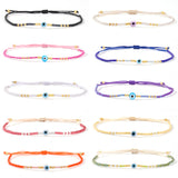 Skinny Rainbow Evil Eye & Miyuki Beaded Bracelet Friendship Bracelet, Adjustable, Hadmade Bohemian Jewelry AL1245