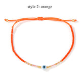 Skinny Rainbow Evil Eye & Miyuki Beaded Bracelet Friendship Bracelet, Adjustable, Hadmade Bohemian Jewelry AL1245