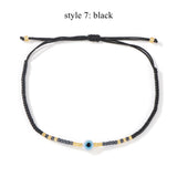 Skinny Rainbow Evil Eye & Miyuki Beaded Bracelet Friendship Bracelet, Adjustable, Hadmade Bohemian Jewelry AL1245