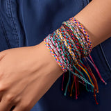 Tribal Rainbow Waxed Cord Friendship Bracelet, Adjustable, Handmade Spiritual Gift for Good Luck, Travel Safety & Positive Energy AL1246