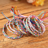 Tribal Rainbow Waxed Cord Friendship Bracelet, Adjustable, Handmade Spiritual Gift for Good Luck, Travel Safety & Positive Energy AL1246