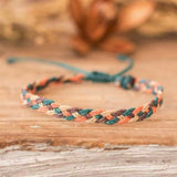 Tribal Rainbow Waxed Cord Friendship Bracelet, Adjustable, Handmade Spiritual Gift for Good Luck, Travel Safety & Positive Energy AL1246