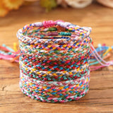 Tribal Rainbow Waxed Cord Friendship Bracelet, Adjustable, Handmade Spiritual Gift for Good Luck, Travel Safety & Positive Energy AL1246