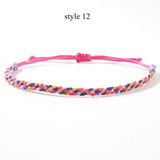 Tribal Rainbow Waxed Cord Friendship Bracelet, Adjustable, Handmade Spiritual Gift for Good Luck, Travel Safety & Positive Energy AL1246