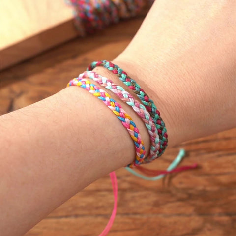 Tribal Rainbow Waxed Cord Friendship Bracelet, Adjustable, Handmade Spiritual Gift for Good Luck, Travel Safety & Positive Energy AL1246