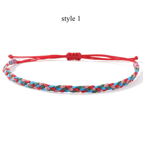 Tribal Rainbow Waxed Cord Friendship Bracelet, Adjustable, Handmade Spiritual Gift for Good Luck, Travel Safety & Positive Energy AL1246