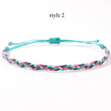 Tribal Rainbow Waxed Cord Friendship Bracelet, Adjustable, Handmade Spiritual Gift for Good Luck, Travel Safety & Positive Energy AL1246
