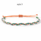 Tribal Rainbow Waxed Cord Friendship Bracelet, Adjustable, Handmade Spiritual Gift for Good Luck, Travel Safety & Positive Energy AL1246