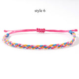 Tribal Rainbow Waxed Cord Friendship Bracelet, Adjustable, Handmade Spiritual Gift for Good Luck, Travel Safety & Positive Energy AL1246