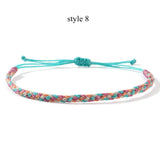 Tribal Rainbow Waxed Cord Friendship Bracelet, Adjustable, Handmade Spiritual Gift for Good Luck, Travel Safety & Positive Energy AL1246