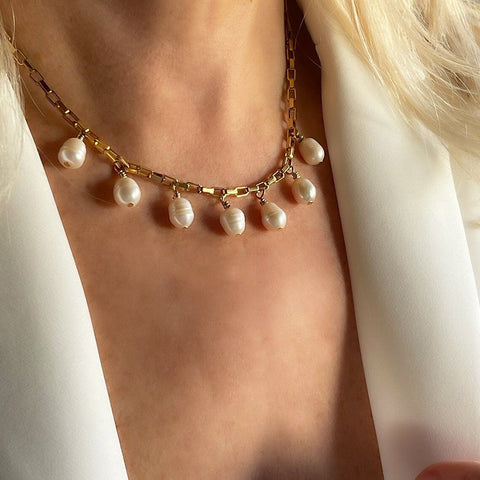 Boho Baroque Mulit Natural Freshwater Pearl Necklace AL1255