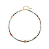 Colorful Natural Stones Beaded Necklace, Turquoise Star Pendant Necklace, Boho Summer Jewelry AL1259