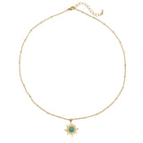 Colorful Natural Stones Beaded Necklace, Turquoise Star Pendant Necklace, Boho Summer Jewelry AL1259