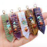 5 pcs of Multicolor Natural Crystal and Agate Arrowhead Pendant Wire Wrapped AL126