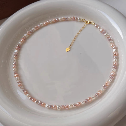 Multi-Color Baroque Pearl Necklace/Bracelet, Pink Purple White Freshwater Pearls, S925 Sterling Silver Jewelry For Women AL1260