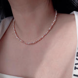 Multi-Color Baroque Pearl Necklace/Bracelet, Pink Purple White Freshwater Pearls, S925 Sterling Silver Jewelry For Women AL1260