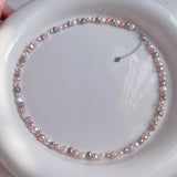 Multi-Color Baroque Pearl Necklace/Bracelet, Pink Purple White Freshwater Pearls, S925 Sterling Silver Jewelry For Women AL1260