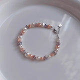 Multi-Color Baroque Pearl Necklace/Bracelet, Pink Purple White Freshwater Pearls, S925 Sterling Silver Jewelry For Women AL1260